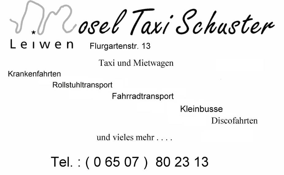 Mosel Taxi Schuster Leiwen